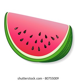 Watermelon wedge, juicy, fresh summer fruit, illustration isolated on white, EPS8 compatible.