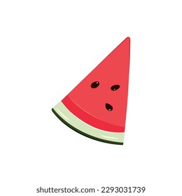 Watermelon wedge. Red watermelon slice. Flat vector illustration.