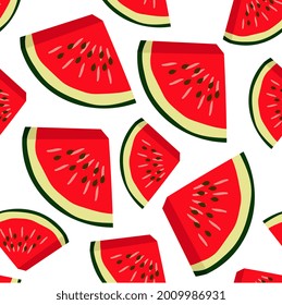 Watermelon wedge seamless pattern. Illustration in flat style.