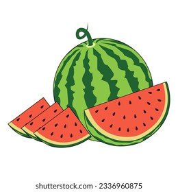 Watermelon which has a border black color vector abctract and white background.