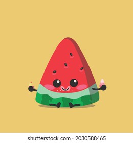 watermelon who is eating snacks and eating cakes voraciously because he likes to eat