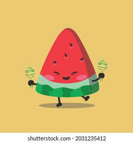 watermelon, who is playing music happily, makes the atmosphere happy and happy