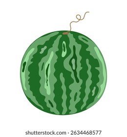 Melancia inteira, doce madura deliciosa baga com crosta exterior listrada verde, cultura agrícola, cultivado cultivado fruto, ingrediente de dieta orgânica para sobremesa, clipart de comida vegan saudável para design