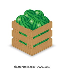 watermelon in wooden crate