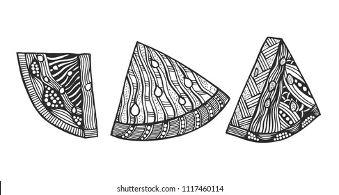 Watermelon zentangle stylized vector illustration hand drawn pencil. Lace. Zen art