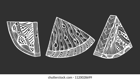 Watermelon zentangle stylized vector illustration hand drawn pencil. Lace. Zen art