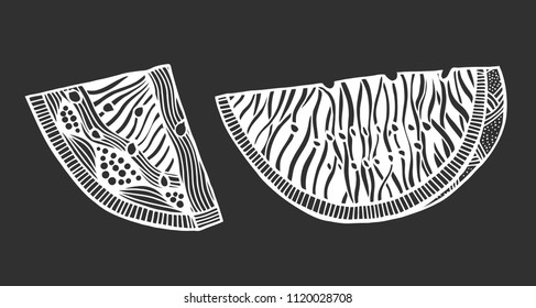 Watermelon zentangle stylized vector illustration hand drawn pencil. Lace. Zen art