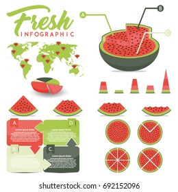 Watermelone  infographic. Set of fresh fruit infographic.