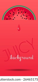 Watermelone slice , a falling drop and light shadow Poster with text space in bright colors