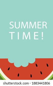 Watermelons banner with lettering Summer Time. Flat design, Vector illustration