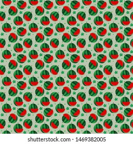 Watermelons with leaves pattern vector illustration background