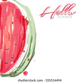 watermelons and lettering hello summer vector design