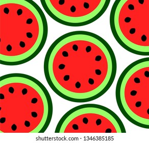Watermelons on the white background. Vector illustration