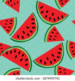Patrón de sandías de color azul. Vector sin foco de fondo de frutos de rodaja.