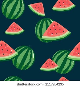 Watermelons pattern. Seamless vector background. hand drawing