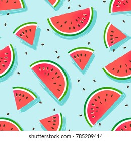 Watermelons pattern. Seamless vector background.