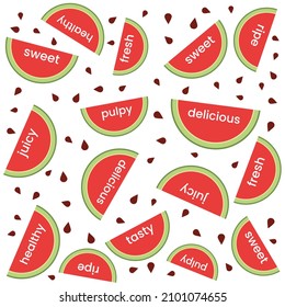 Watermelons pattern. Watermelon editable seamless vector background.