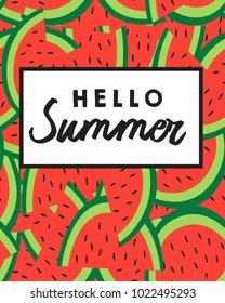 watermelons seamless pattern. summer slogan.