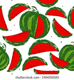 Wassermelonen nahtloses Muster. Vektorgrafik