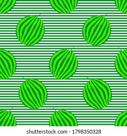 Watermelons striped seamless pattern. Striped rind on the striped background. Vector illustration.