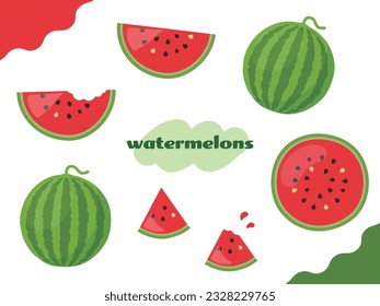 sandías y sandías. Ilustración vectorial para su diseño