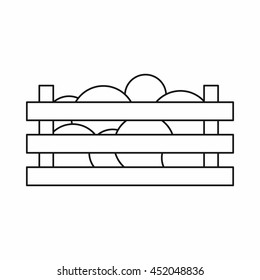 Watermelons in wooden crate icon in outline style isolated vector illustration