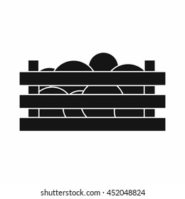 Watermelons in wooden crate icon in simple style isolated vector illustration