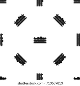 Watermelons in wooden crate pattern repeat seamless in black color for any design. Vector geometric illustration