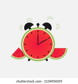 watermelon-themed alarm illustration. Flat illustration