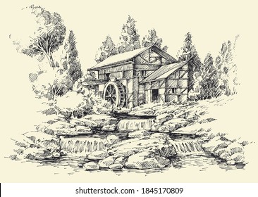 The Lost Abbey Archive on Twitter Day 23 Inktober2020 Medieval Water mill  sketches building drawing lostabbeyarchive httpstcooKoEw2x8jw  X