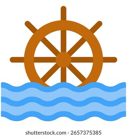 Watermill Vector Icon in Flat Style