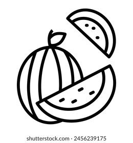 Watermolon Vector Line Icon Design