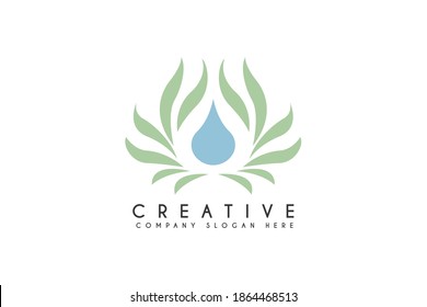 Water,oil logo design vector illustration. Oil business and beauty logo design template element