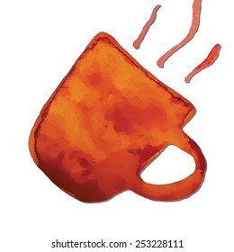 Waterolor mug. Hand drawn. Vector illustration. EPS 8.