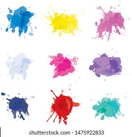 Waterolor Splash Set Vector Background