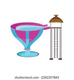 Waterpark attraction flat vector illustration
