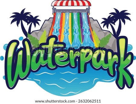 waterpark logo with water slides vector Illustration design cartoon logo
