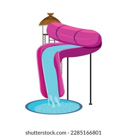 Waterpark pipe slide flat vector illustration