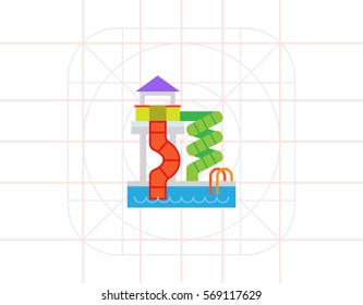 Waterpark with pool and slides