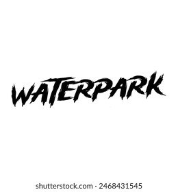 Wasserpark-Text auf weißem Hintergrund.