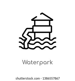 waterpark vector line icon. Simple element illustration. waterpark outline icon from travel concept. Can be used for web and mobile