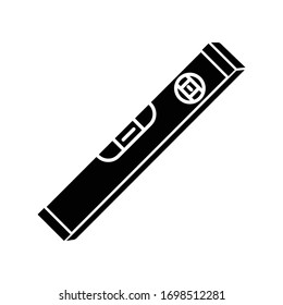 Waterpass black glyph icon. Builder tool to measure accuracy surface level. Carpenter instrument to determine precision of construction. Silhouette symbol on white space. Vector isolated illustration