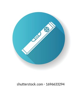 Waterpass blue flat design long shadow glyph icon. Builder tool to measure accuracy surface level. Carpenter instrument to determine precision of construction. Silhouette RGB color illustration