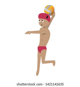 Waterpolo athelete with ball extreme sport cartoon vector illustration graphic design