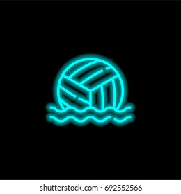 Waterpolo blue glowing neon ui ux icon. Glowing sign logo vector