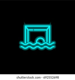 Waterpolo blue glowing neon ui ux icon. Glowing sign logo vector