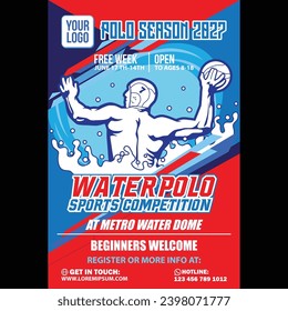 Waterpolo Flyer, Poster, Pamphlet Sport Competition A4 A3 Paper Size Design