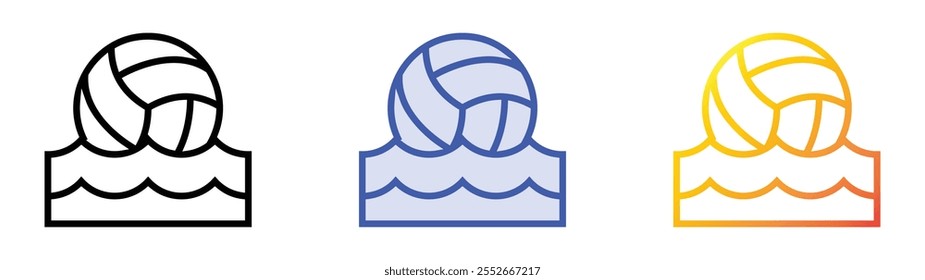 waterpolo icon. Linear, Blue Fill and Gradient Style Design Isolated On White Background