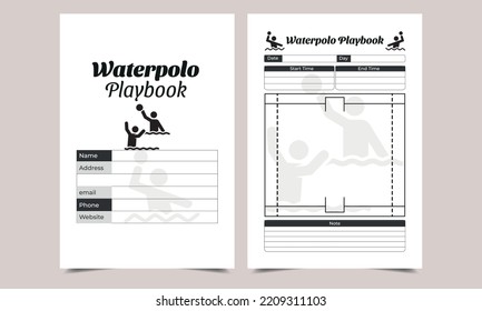 Waterpolo Playbook KDP Interior design. Printable logbook