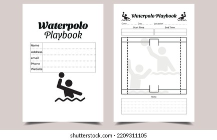 Waterpolo Playbook KDP Interior design. Printable logbook